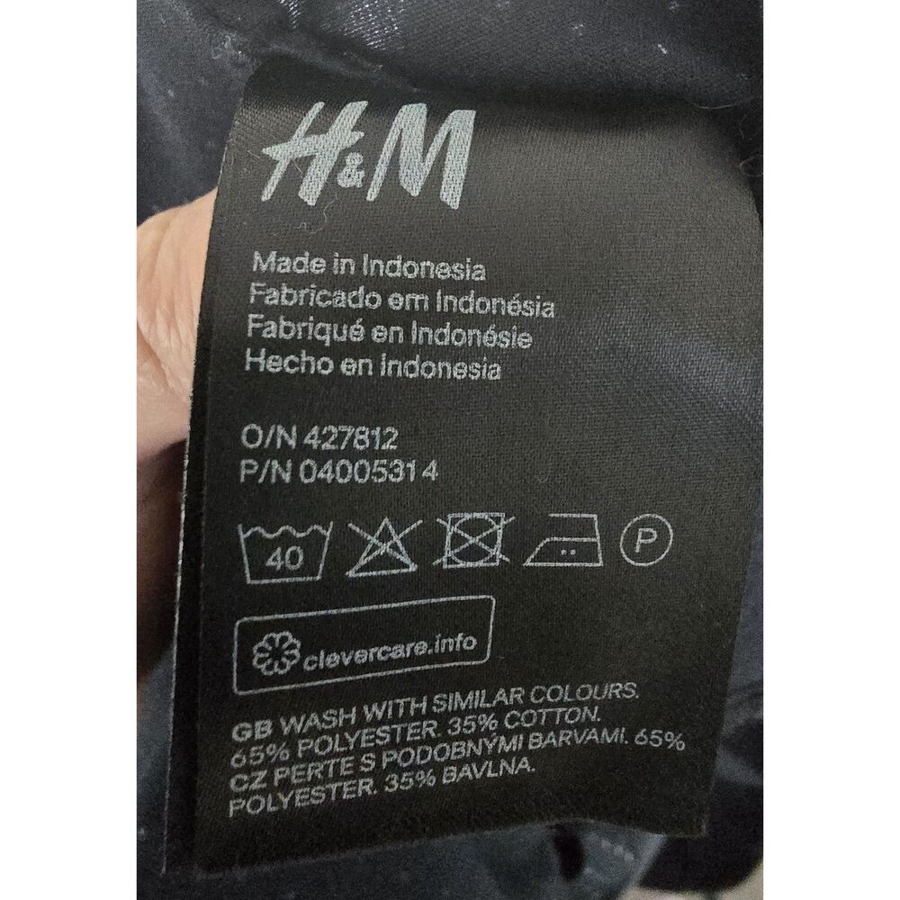 H&M Dress Shirt in black with white dots, size S